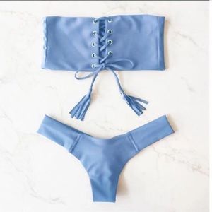 Blue Lace Up Top and Bottom